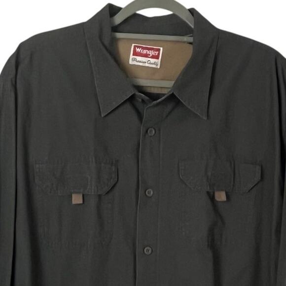 Wrangler Mens Shirt Size 2XL Gray Premium Quality Heavyweight Cotton Button Up - Picture 2 of 7